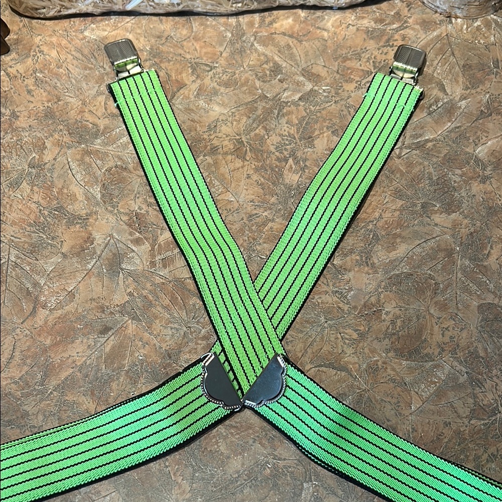 Men's Lime Green Elastic Suspenders - Classic Y-Back